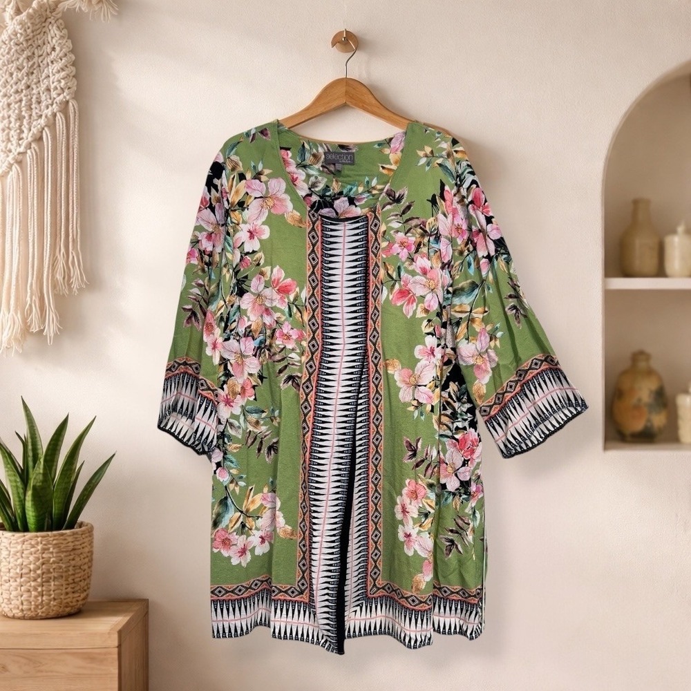 Selection Ulla Popken‎ Artsy Boho Lagenlook Floral Geometric Dress 20/22 (Flaw)